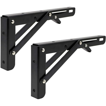 

BIGLUFU Folding Shelf Brackets 8 Shelf Bracket Max Load: 300lb Heavy Duty Stainless Steel Collapsible Shelf Bracket for Table Work Bench Space Saving DIY Bracket Pack of 2