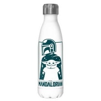 Star Wars: The Mandalorian Cute Silhouette  Stainless Steel Water Bottle White 17 oz.