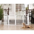 thumbnail image 4 of Folding No-Assembly Freestanding  Gate with Door,32" Heights Foldable Pet Fence,144" Extra Wide Accordion Puppy Folding Playpen for Doorways,House,Stairs (6 Panels,White), 4 of 6