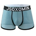 thumbnail image 4 of Yaoyar Mens Boxer Brief Soft Ice Silk Breathable Nylon Mesh Underwear Panties Male Underpants Shorts Blue 4XL, 4 of 4