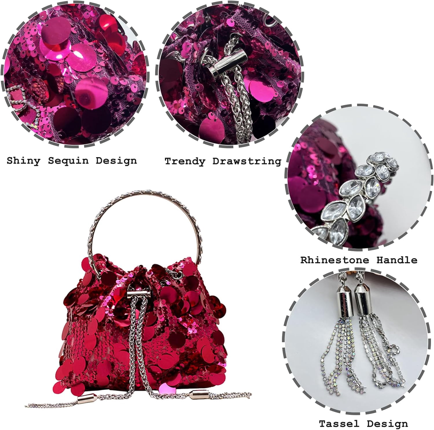 Sparkly Sequin Evening Handbags Purse for Women Glitter Clutch Crossbody Bag for Evening Wedding Party Prom