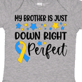 thumbnail image 4 of Inktastic My Brother is Just Down Right Perfect Down Syndrome Awareness Ribbon Boys or Girls Baby Bodysuit, 4 of 5