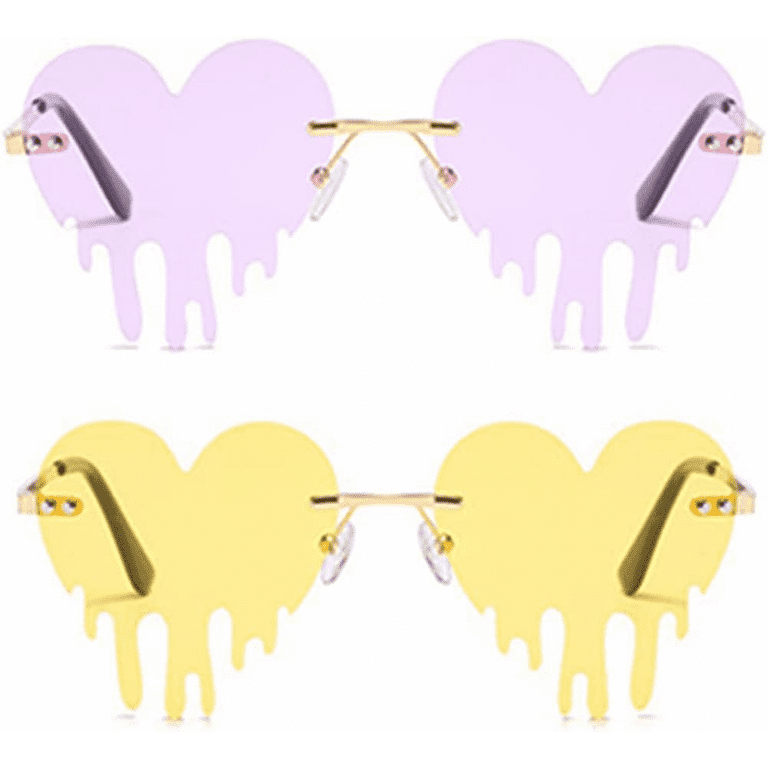 ENTHYI Melting Heart Sunglasses for Men/Women Rimless Irregular Party  Unique Sun Glasses