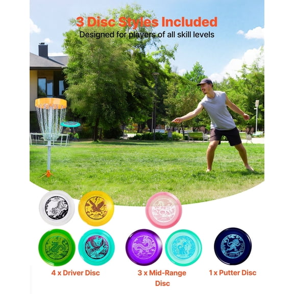 Disc Golf Set,8 Pack Disc Golf Starter Set,Beginners Flying Discs for Full-Body Strength Training,with Putter,Mid-Range,Driver,PDGA Approved,for Outdoor Backyard,Lawn,Beach,and Park