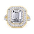 thumbnail image 2 of 7.12 CT Emerald, Baguette And Round Cut Simulated White Diamond Halo Engagement Ring For Women In 14K Yellow Gold Plated 925 Sterling Silver -4, 2 of 7