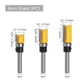 thumbnail image 1 of 6mm Shank Flush Trim Router Bit Straight End Mill For Woodworking Bearing 1/2IN 3pcs, 1 of 5