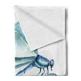 thumbnail image 2 of Dragonfly Soft Flannel Fleece Throw Blanket, Hand Drawn Watercolor Dragonfly with Grunge Murky Influences Picture, Cozy Plush for Indoor and Outdoor Use, 50" x 60", Pale Blue White, by Ambesonne, 2 of 5
