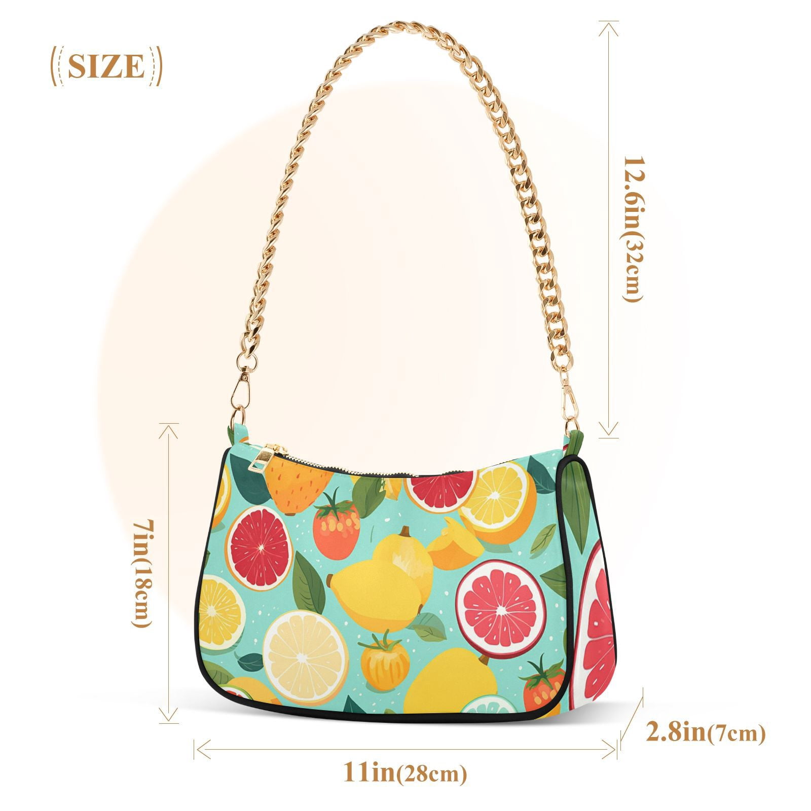 Grapefruits Pears LemonsWomen Small Shoulder Bag Crossbody Tote Hobo Bags Purse Clutch Handbags with Chain Strap for Women