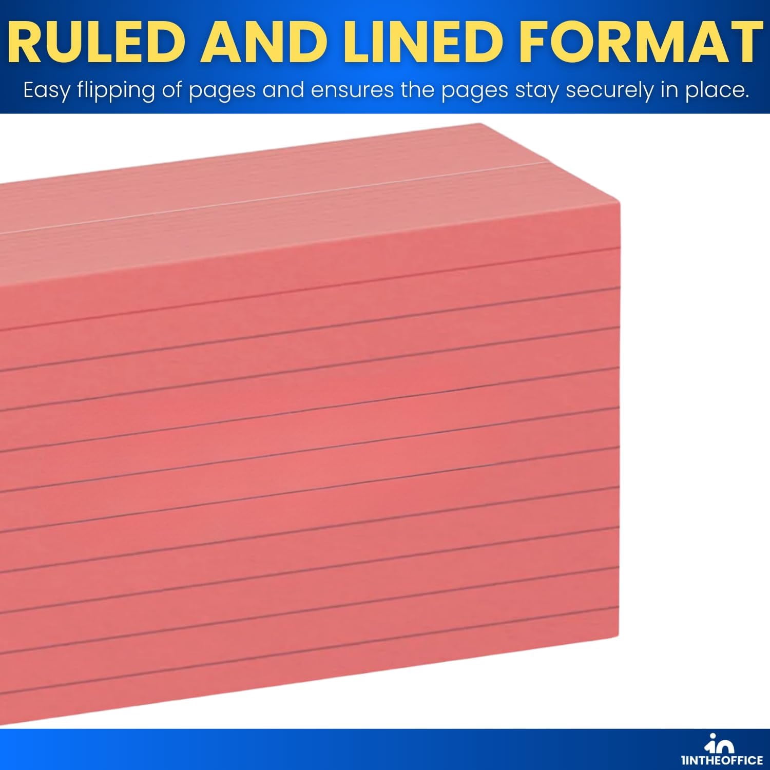 1InTheOffice Index Cards 3x5, Colored Index Cards, Lined , Red, 400 Pack