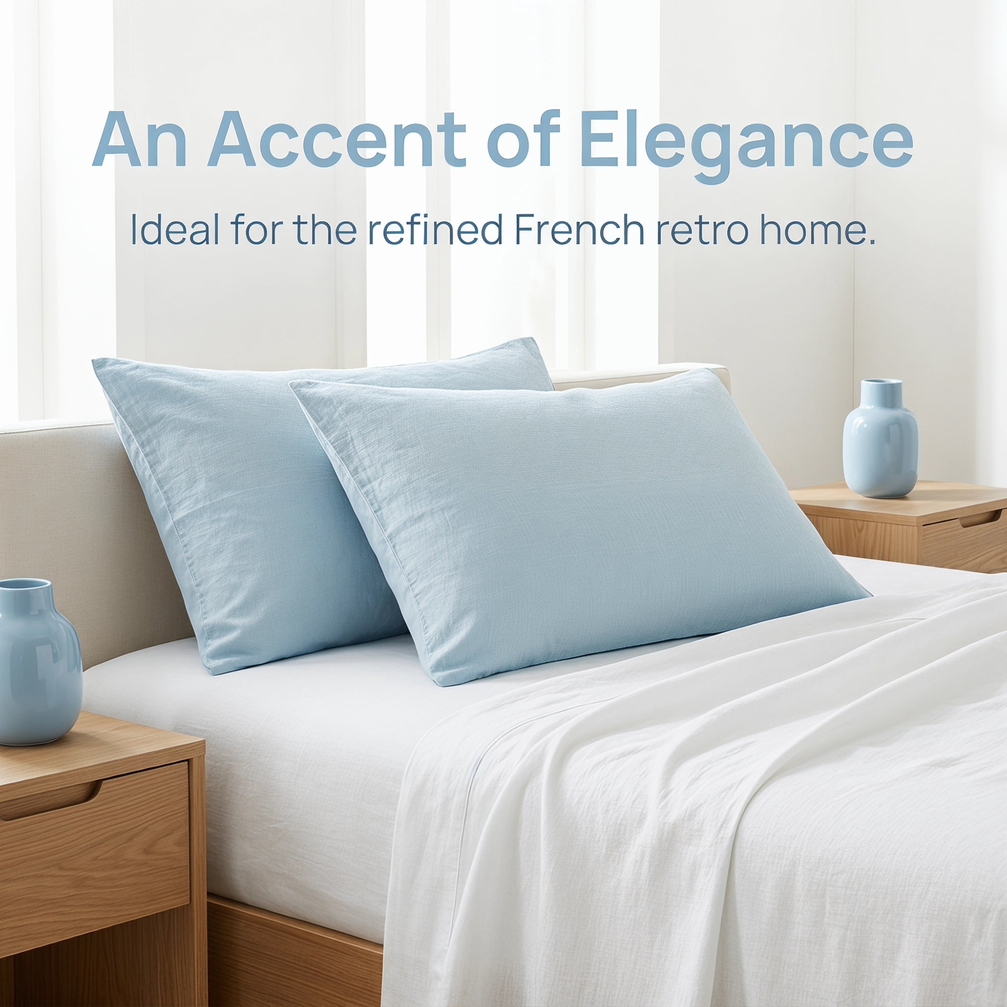 Unique Bargains 2 Pack Cotton Pillowcase Smooth Cooling Pillow Cases Envelope Closure Queen Blue