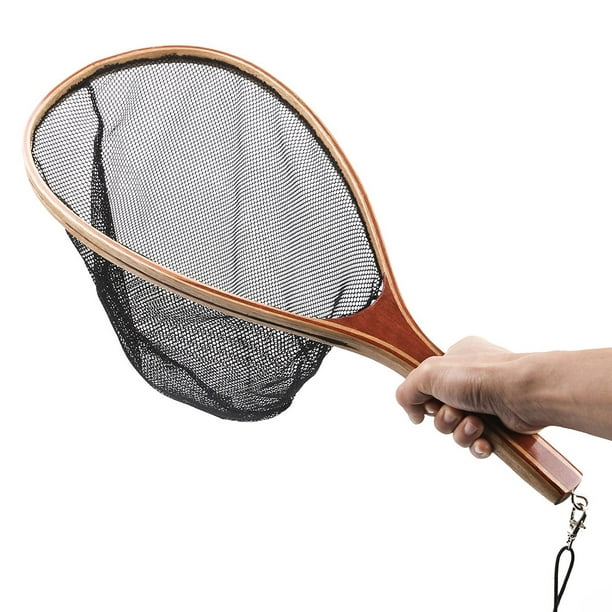 Fly Fishing Landing Net Trout Catch & Release Net with Wood Handle 