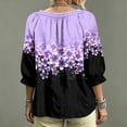 thumbnail image 5 of Women 3/4 Sleeve V-Neck Polka Dot Lace Up Blouse Casual V Neck Pleated Top Boho Floral Blouses Ruffle Trim Casual Loose Flowy Dressy Shirts, 5 of 5