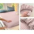 thumbnail image 5 of Solid Color Washable Bed Sheet, Soft Polyester Fitted Sheet, 150x200cm, Wrinkle & Fade Resistant, Easy Care, Breathable Fabric, All-Season Home Bedding, 5 of 6