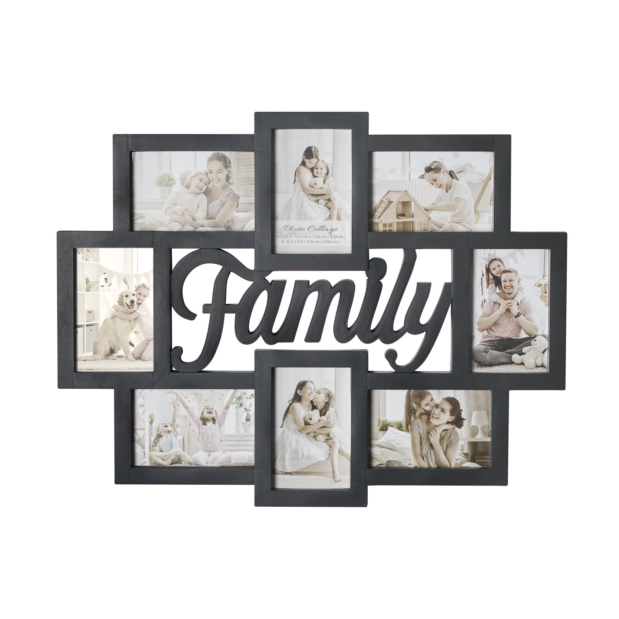 Crystal Art Gallery Family Black Wall Hanging Decorative Collage Picture Frame - 17.5" x 22"