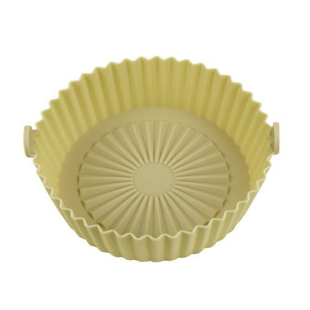 

Multifunctional Oven Grill Pot Tray Pizza Plate Replacement Liners Double-sided Baking Basket Air Fryer Silicone Pot AirFryer Accessories YELLOW