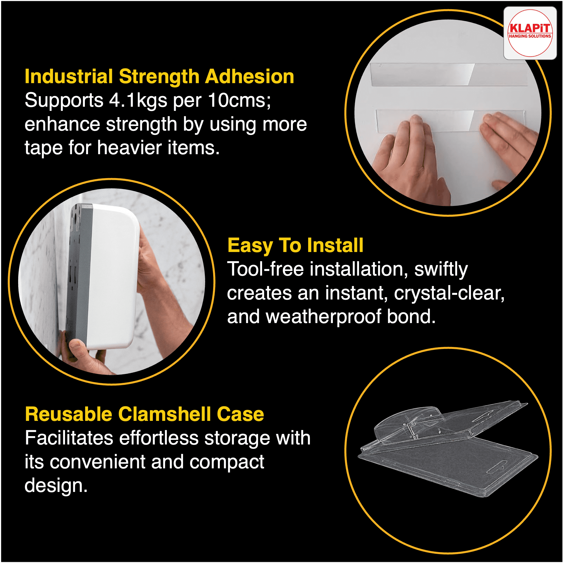 KLAPiT Super Tape Tough KST Tough 5m Clear Double Sided Heavy Duty Waterproof Mounting 1 Pack 197"