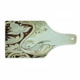 thumbnail image 1 of Ethnic Cutting Board, Oriental Floral Leaf Pattern with Middle Eastern Design, Decorative Tempered Glass Cutting and Serving Board, Wine Bottle Shape, Grey Yellow Chocolate, by Ambesonne, 1 of 1
