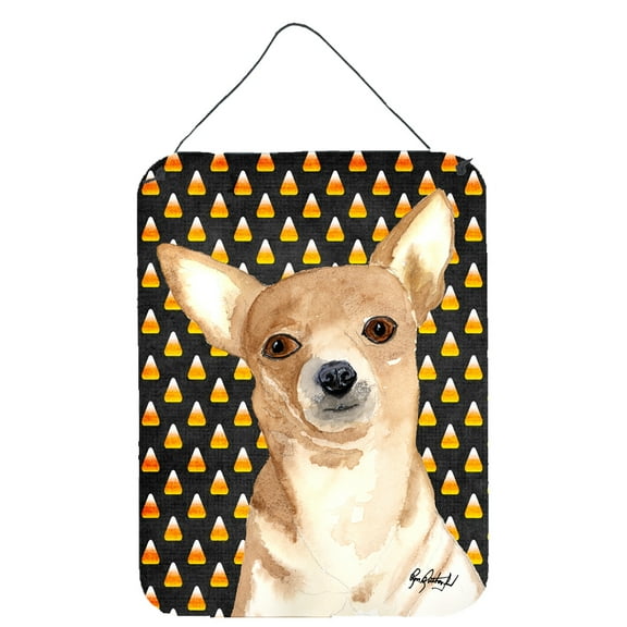 Candy Corn Chihuahua Halloween Aluminium Metal Wall or Door Hanging Prints