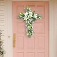 thumbnail image 2 of Guirnalda de lirios con forma de cruz de Pascua, decoración colgante, adorno para puerta delantera, señal de bienvenida, flor Artificial para, 2 of 7
