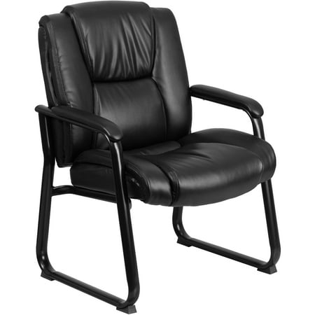 500 Base Unit - Flash Furniture HERCULES Series 500 lb Capacity Big and Tall Black Leather Executive Side Chair with Sled Base