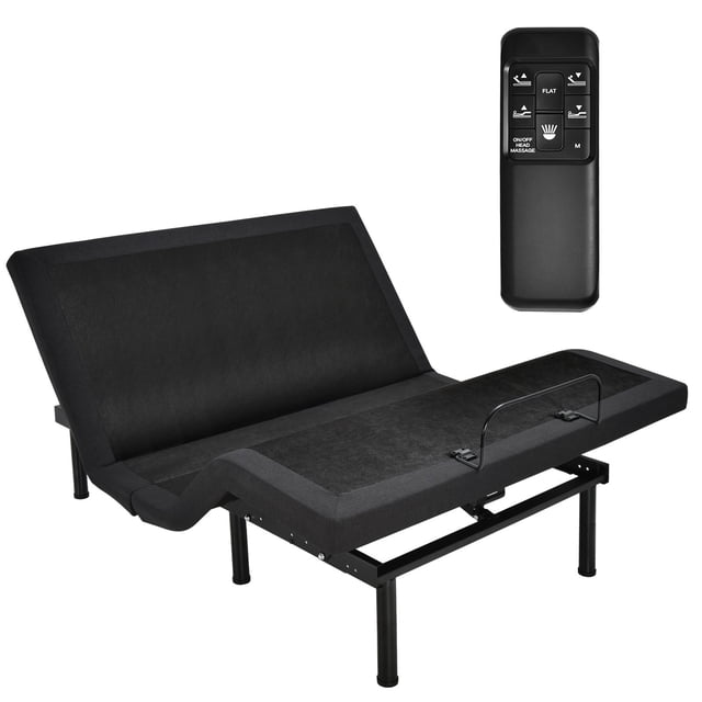 Giantex Base de Lit Réglable W / Massage, Cadre de Lit Réglable Électrique W / Ports USB Sans Fil à Distance et Double, Zéro Gravité, Inclinaison de la Tête et du Pied, Queen