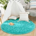 thumbnail image 6 of YJ.GWL Round Fluffy Area Rugs Fluffy Carpet Plush Rug for Living Room Bedroom Circular Fuzzy Mat, 4x4 Ft, Teal Blue, 6 of 6