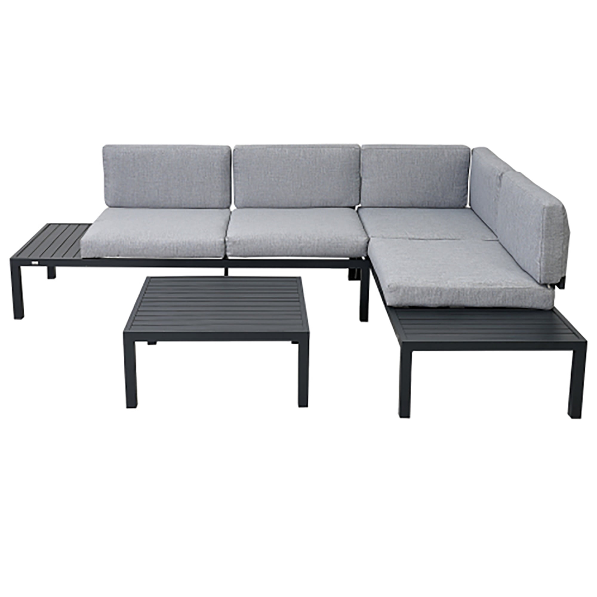 Kadyn Outdoor Aluminum Alloy Modular Sofa, Modern Sofa Three-Piece Set, Living Room Furniture Set Black Frame + Gray Cushions Kadyn Outdoor Aluminum Alloy Modular Sofa, Modern Sofa Three-Piece Set, Living Room Furniture Set Black Frame + Gray Cushions