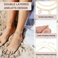 thumbnail image 3 of Uxcell Pulseras de Tobillo Inicial Corazón para Mujeres, Pulseras en Capa con Letra W Baño de Oro de 14K, Cadena de Letras del Alfabeto A-Z con Caja para Regalo de Verano en la Playa, Tono Dorado, 3 of 6