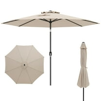 Gymax 300 CM Patio Umbrella Heavy Duty Market Umbrella w/ Tilt Mechanism Crank Handle Beige
