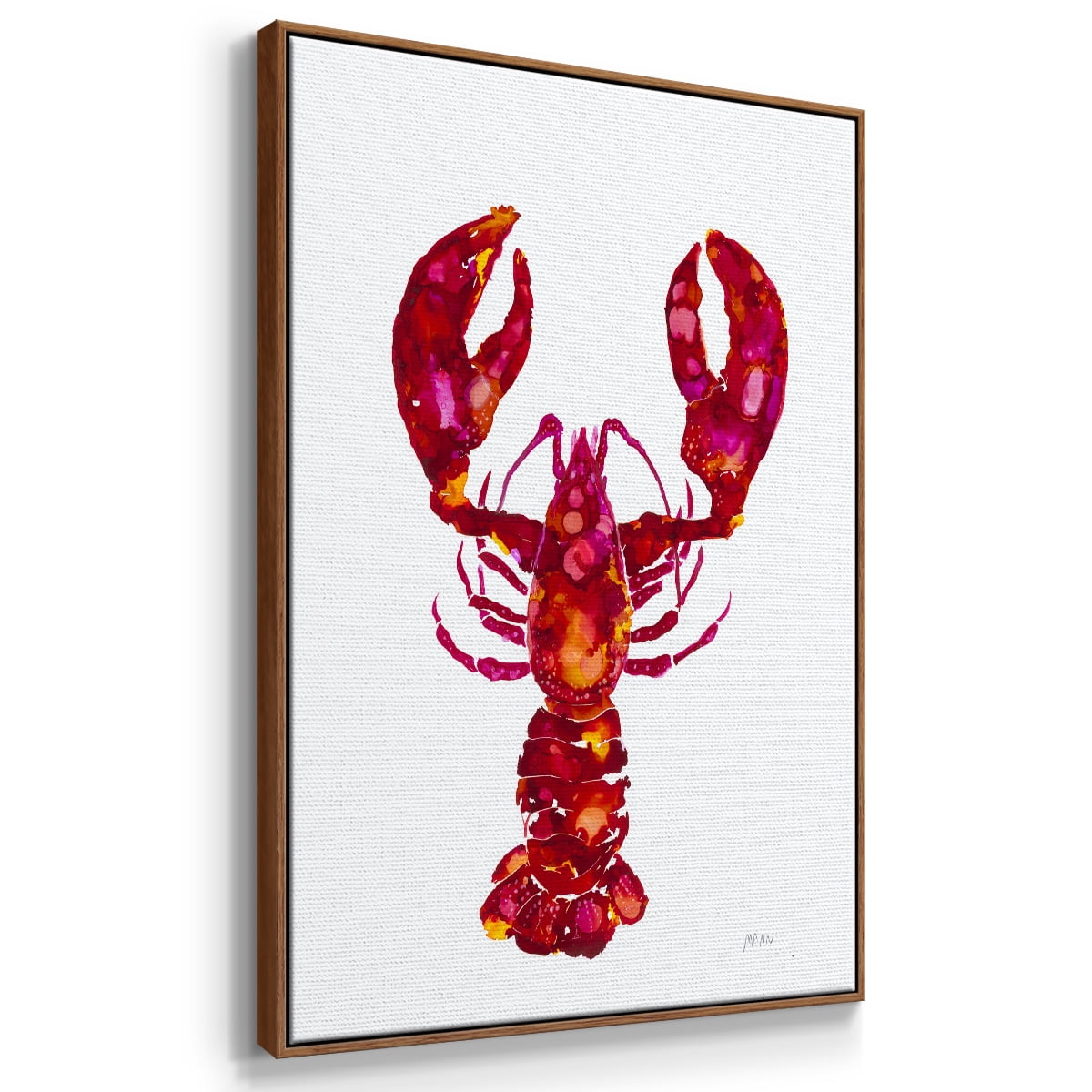 Lobster Framed Premium Gallery Wrapped Canvas - Ready to Hang - 17 x 25 - Walnut Floating Frame
