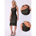 thumbnail image 2 of DARING DIVA Ruched Midi Cocktail Night Outs Dress S Black, 2 of 6
