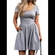 thumbnail image 1 of Vestido Corto Informal de Verano para Mujer, de Corta, Cuello Cuadrado, Corte A, Plisado y con Bolsillos. Gris M, 1 of 8