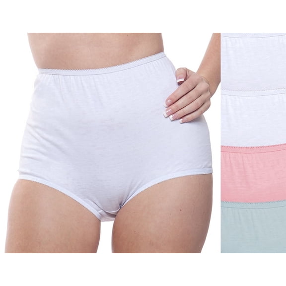 Women's Teri Full Coverage, Elastic Leg, Cotton Brief, Assorted Pastel 4 Pack Style 122