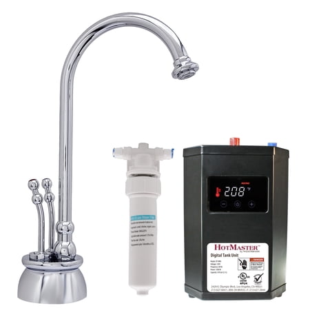 Westbrass Docalorah 10 2-Handle Hot and Cold Water Dispenser Faucet with Digital Tank and Filter Polished Chrome