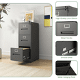 thumbnail image 5 of Hassch Metal File Cabinet with Lock and 3 Drawers for Home Office, Vertical Filing Cabinet for A4 Legal/Letter Size, Black, 5 of 8