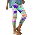 thumbnail image 2 of jjayotai Women's Floral Print Capri Leggings, High Waisted Tummy Control Tight Pants for Running Exercise Yoga Gym Workout Trousers, 2 of 7
