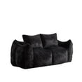 thumbnail image 5 of Miniyam Oversized Faux Fur Bean Bag Sofa Couch with Pillows, Fluffy Foam-Filled 2-Seater Loveseat Lounge Chair, 600 lbs Capacity, Black, 5 of 7