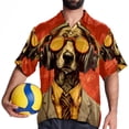 thumbnail image 4 of Retro Dog Men's Short Sleeve Poplin Button Down Shirts - Casual Printed Summer Beach Tops for Men, 4 of 6