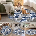 thumbnail image 5 of Blue Grey Leaves Round Area Rug 6Ft Washable Circle Rugs for Bathroom Office, Farmhouse Spring Botanical Leaf Plants Non-Slip Carpet Floor Mats Indoor Outdoor Carpet Runner Aesthetic Home Decor, 5 of 8