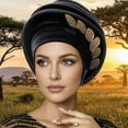 thumbnail image 4 of Slccxzc Women's Spiral Turban Cap, Beaded Leaf Pre Tied Head Wrap, 4 of 7