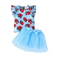 thumbnail image 1 of Hiiyo Infant Girls Outfits Rose Print Flutter Sleeve Top & Tutu Skirt Set, Sizes 18-24M, 1 of 8