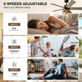 thumbnail image 4 of Farmhouse Ceiling Fan with Lights, 48 Inch Vintage Ceiling Lights with Remote Control, Glass Cover, 5 Dual-side Finishes Plywood Blades, Quiet DC 6 Speed Motor, Timing, for Home Outdoor Indoor, Black, 4 of 9