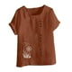 thumbnail image 4 of Vestidos Casuales Para Mujer, Blusas De Mujer De Moda Blusa informal de lino con botones y manga corta estampada para mujer, 4 of 4