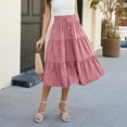 thumbnail image 6 of GXIPO Women's Comfy Midi Skirt High Waist Floral Tiered Skirt Flowy Elastic Summer Boho Skirt Pink M, 6 of 9