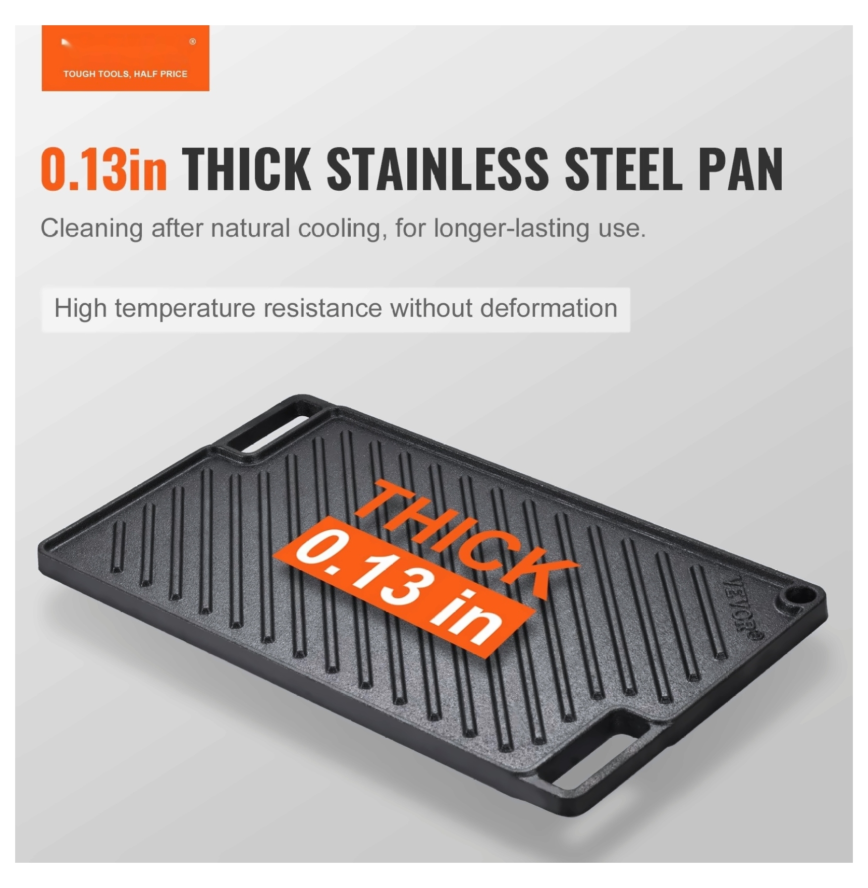 Cast Iron Griddle 9.7x16.7 Inch, Pre-Seasoned Double Burner Grill Pan, Non-Stick Flat Top for BBQ, Stove Top, Gas Grill, Black