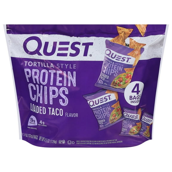 3 Pack of Quest Tortilla-Style 19g Protein Chips Multipack - Loaded Taco - 4 ct (Packaging Varies)