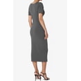 thumbnail image 4 of TheMogan Robe Midi Moulante Crayon en Coton Extensible à Manches Courtes et Encolure Carrée pour Femmes P-TG, 4 of 6