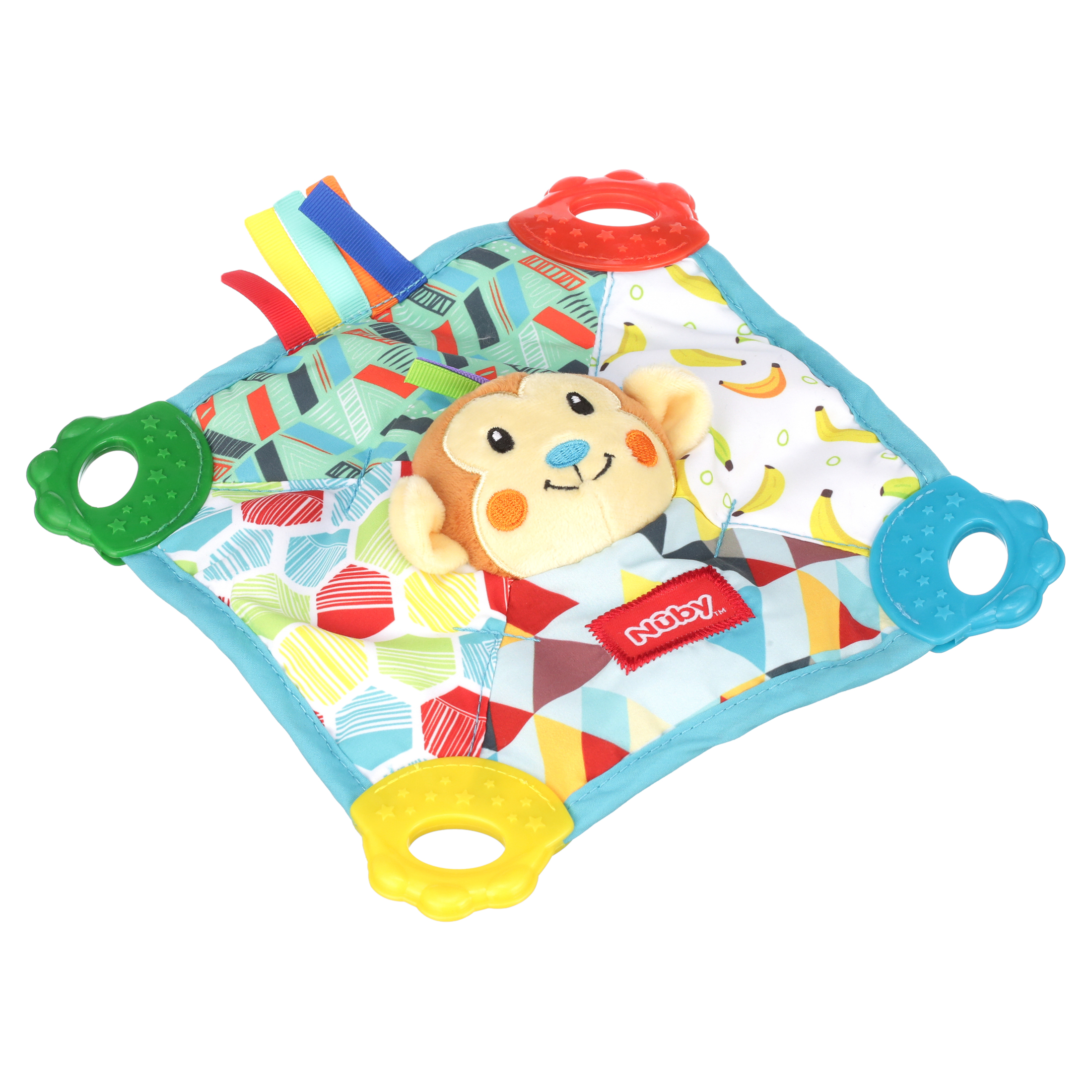 Nuby Plush Teether Teething Blankie, Monkey