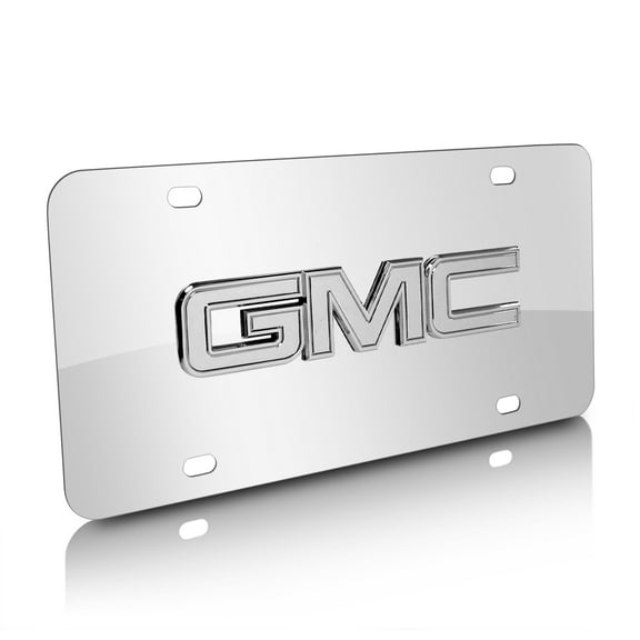 GMC 3D Metal Logo Mirror Chrome Stainless Steel License Plate
