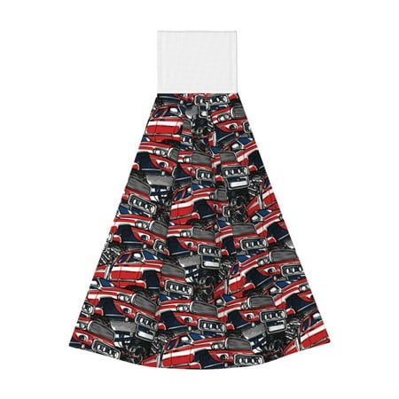 

Lukts Red And Blue Cars for Coral Fleece Velcro Towel Suitable for Bathroom Kitchen Hanging Absorbent Towel Household Items